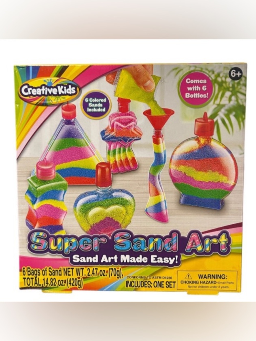 Super Sand Art Craft Kit Creative Kids Glitter Sand Set of 6 Ages 6+ New In Box